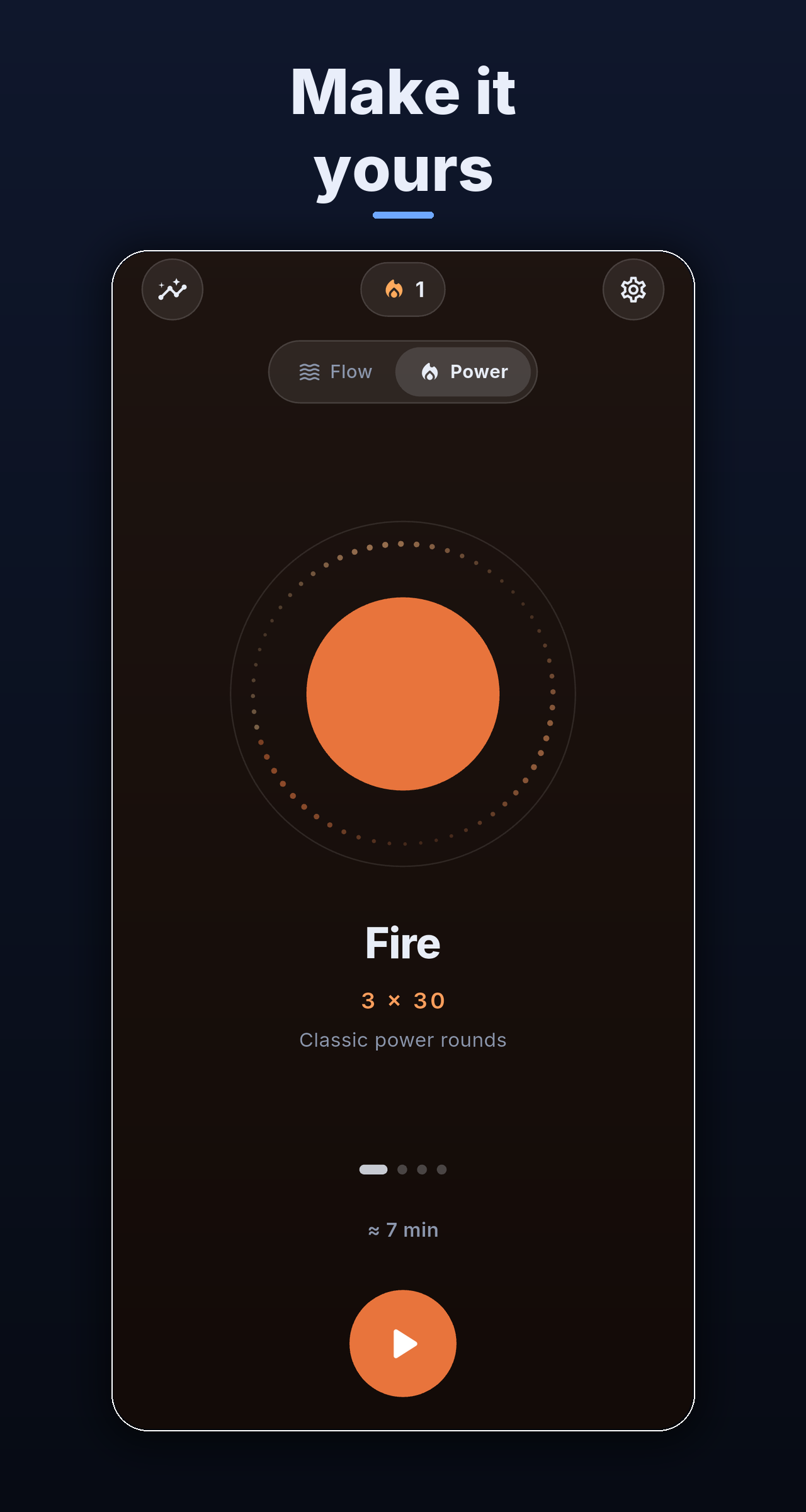 The whole app recoloured with the Ember orb theme