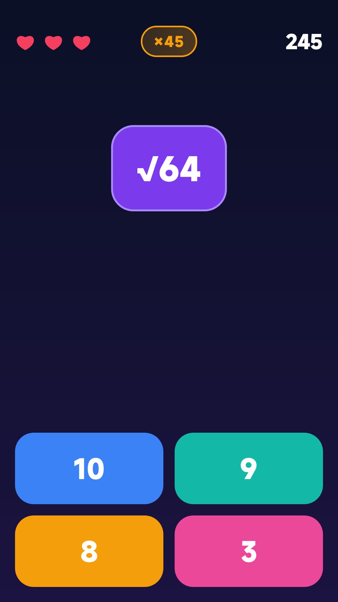 A square root problem at a 45x score multiplier