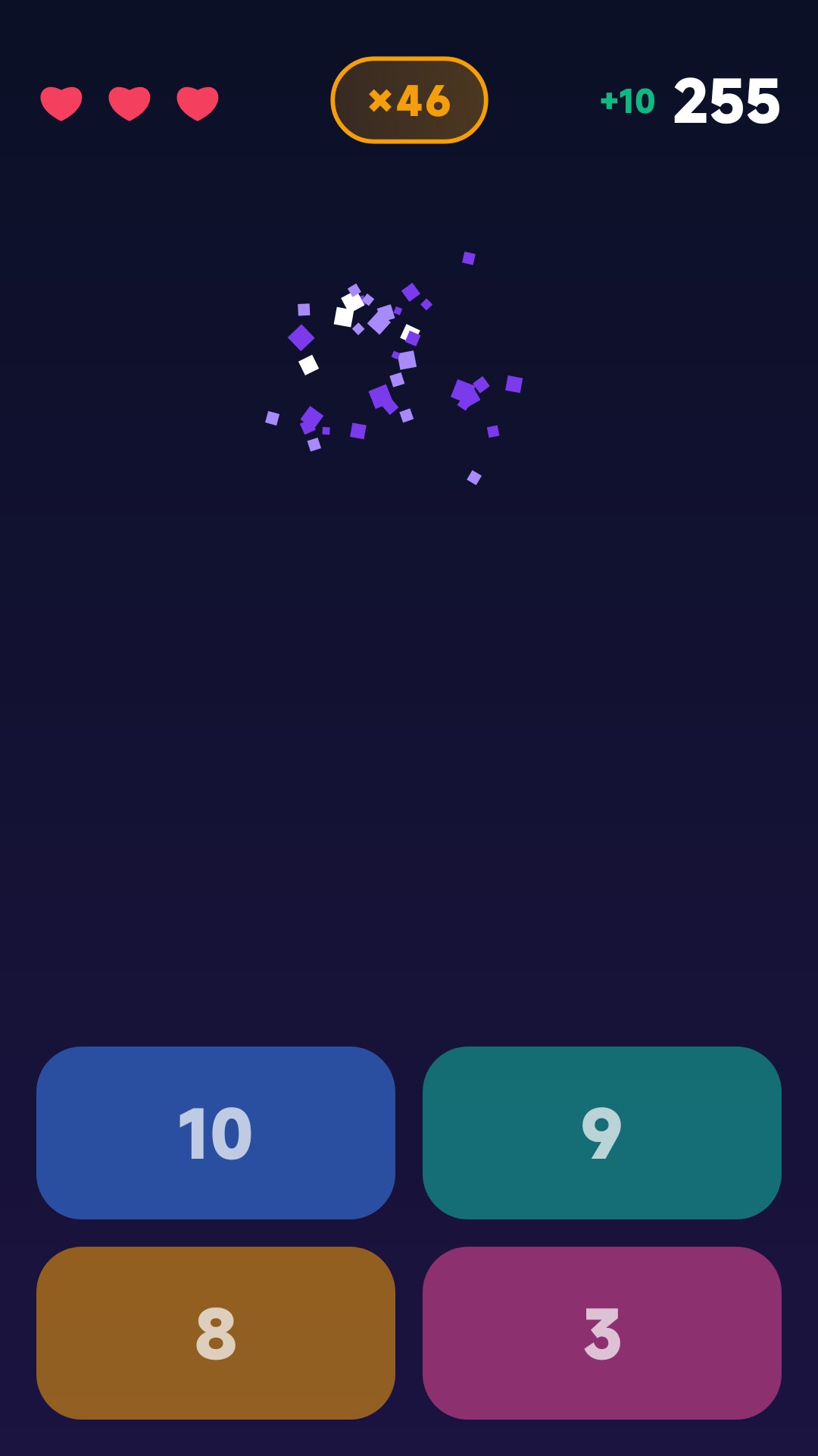 Confetti celebrating a correct answer