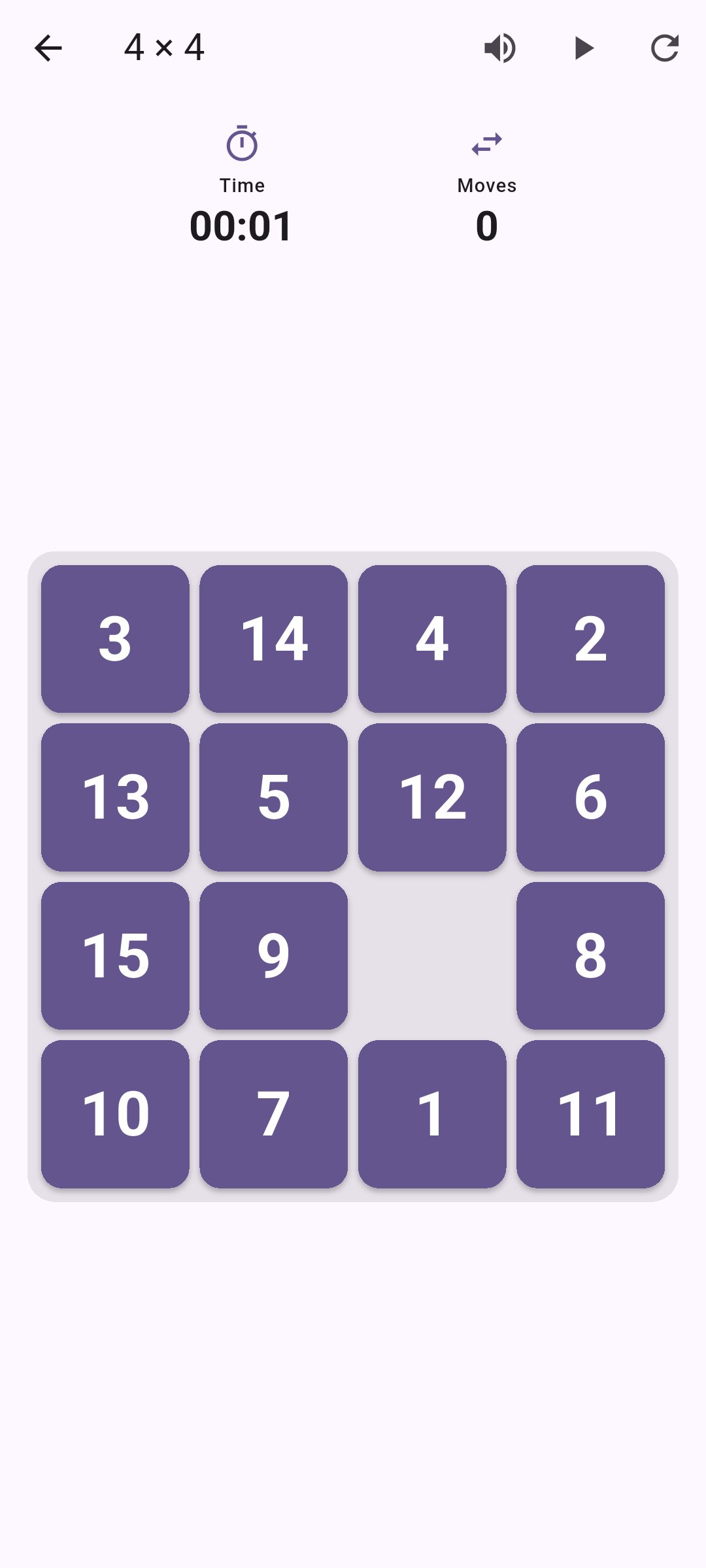 Tessera 4×4 puzzle with numbered tiles