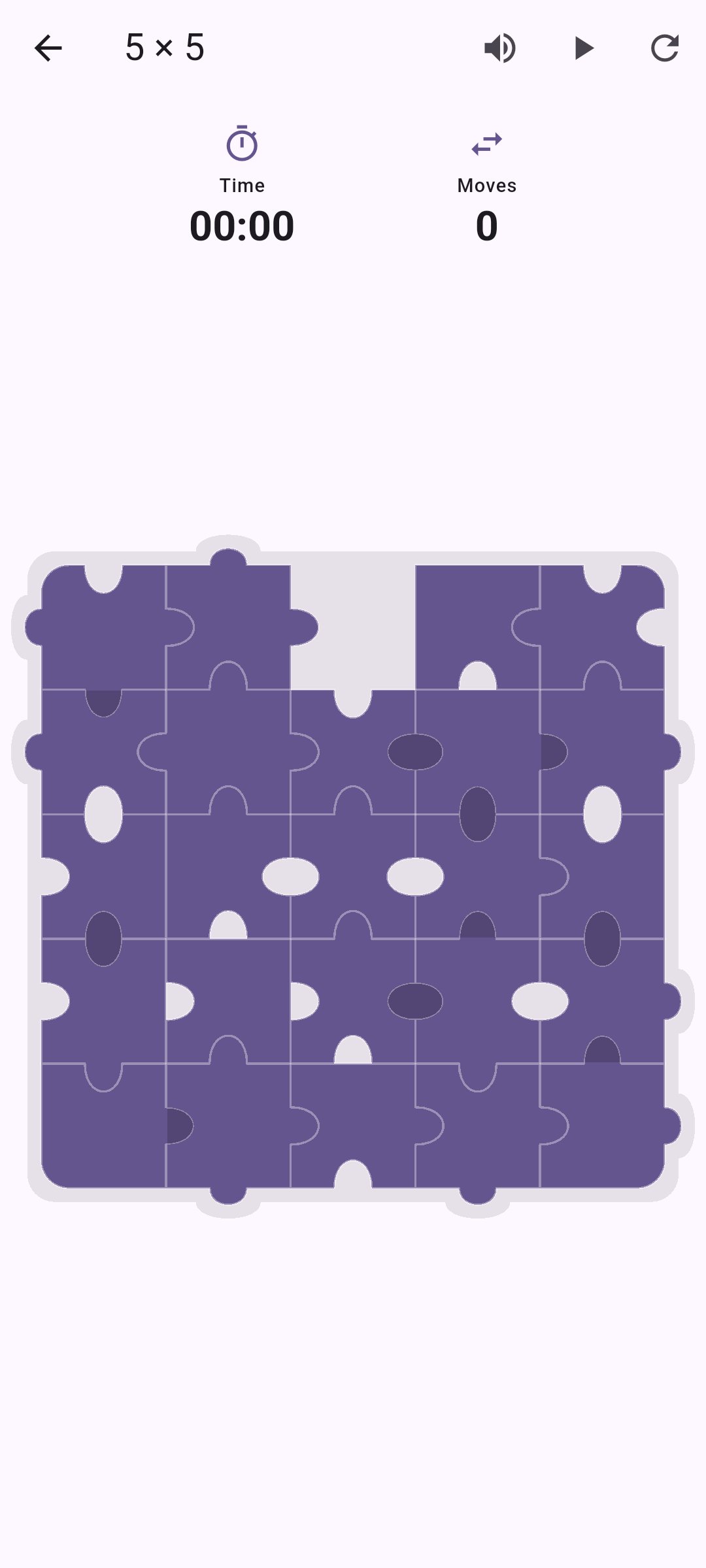 Tessera 5×5 puzzle with jigsaw-piece tiles