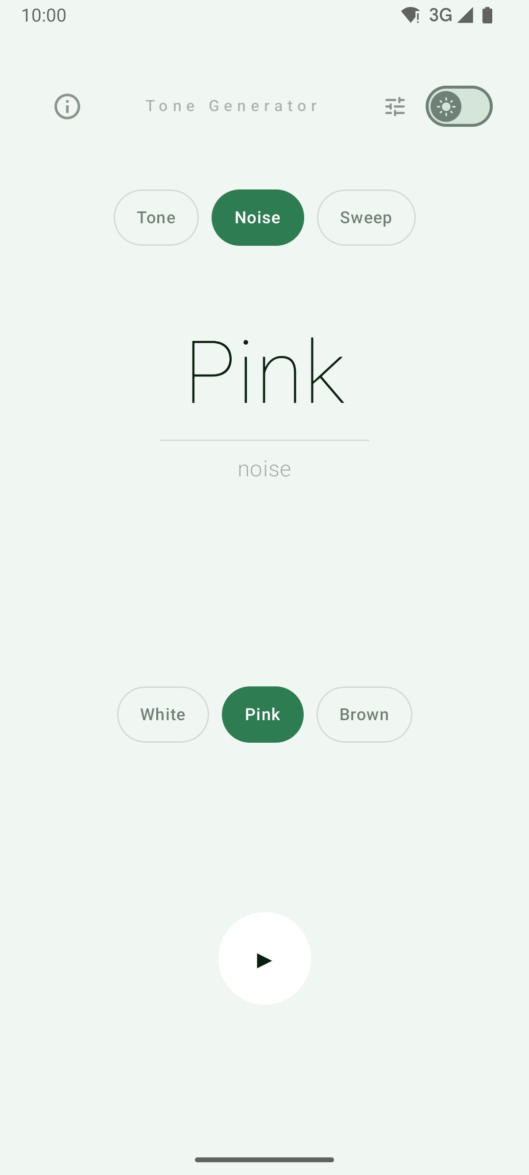 Pink noise selected in the noise mode
